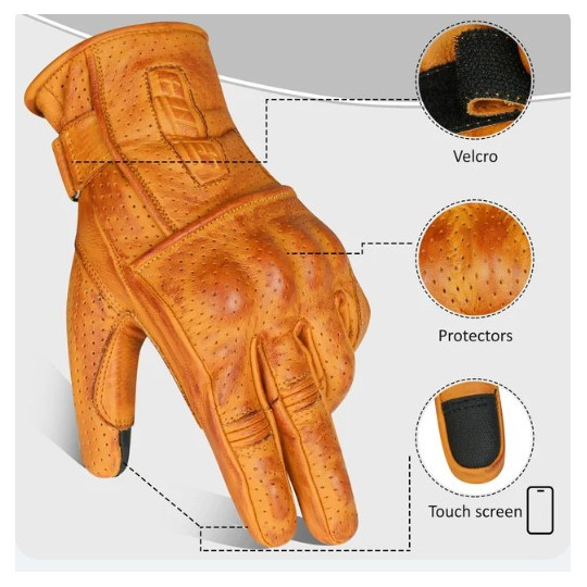 SNL023505 - GUANTES DE VERANO PIEL CAMEL - STINAMOTO