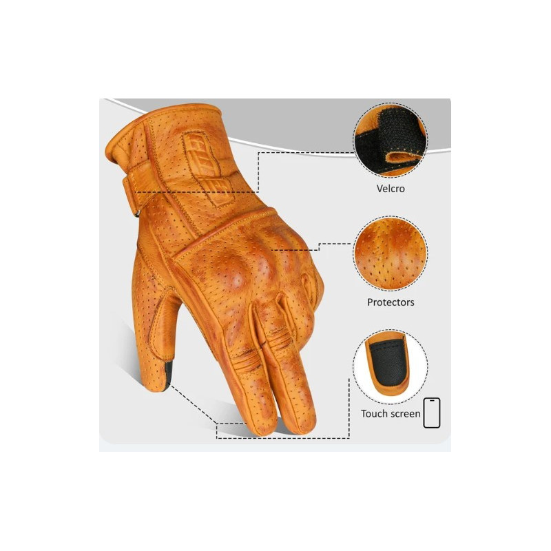 SNL023505 - GUANTES DE VERANO PIEL CAMEL - STINAMOTO