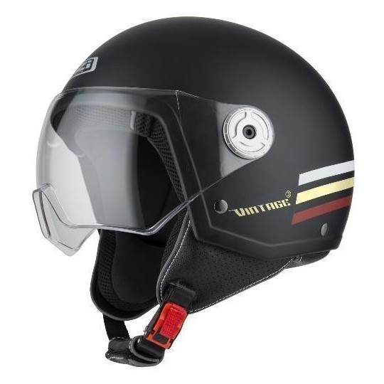 Casco Jet Vintage 3 Triband Black  Burgundy Matt  22.05 - HVRMOTOS