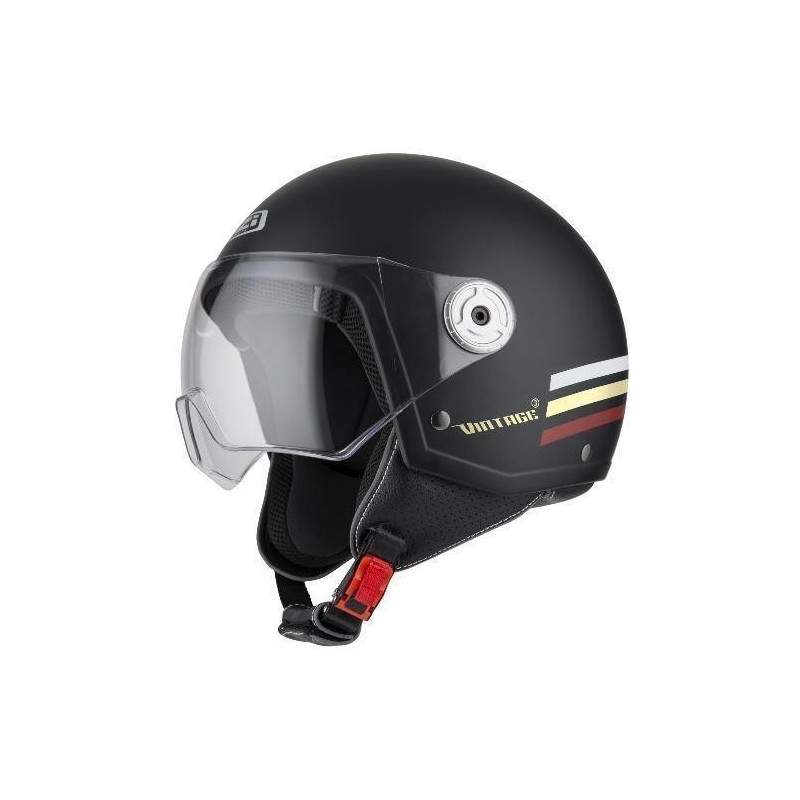 Casco Jet Vintage 3 Triband Black  Burgundy Matt  22.05 - HVRMOTOS