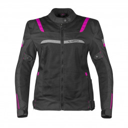 Chaqueta Verano Mujer Stina Veleta Negro Rosa - HVR MOTOS
