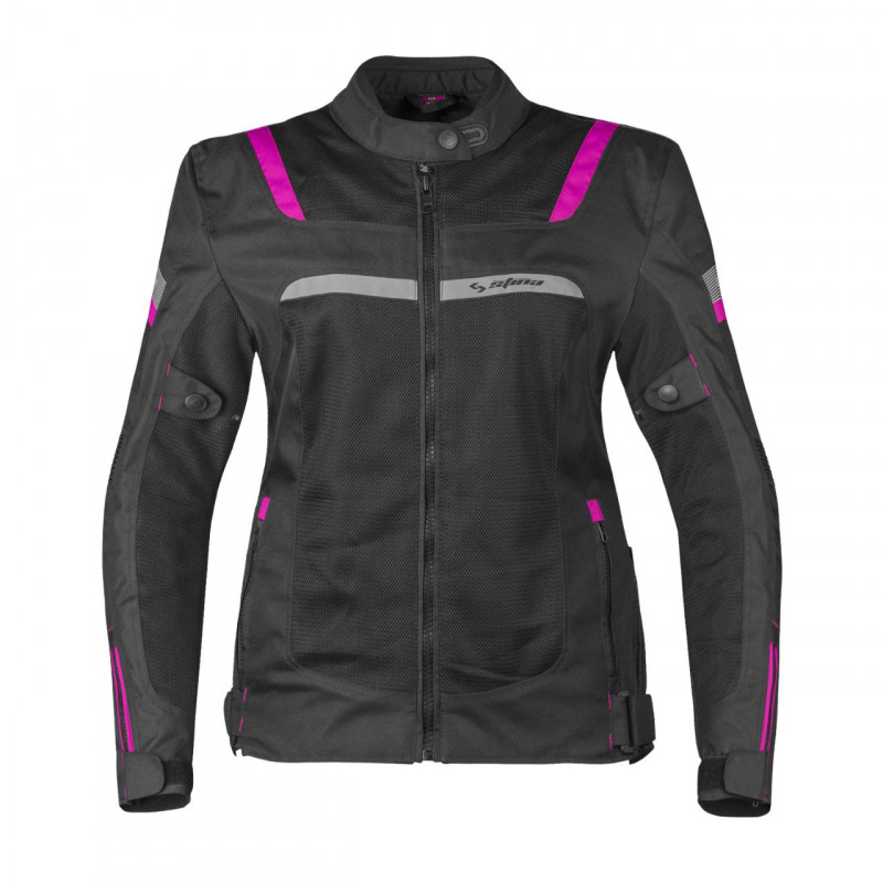 Chaqueta Verano Mujer Stina Veleta Negro Rosa - HVR MOTOS